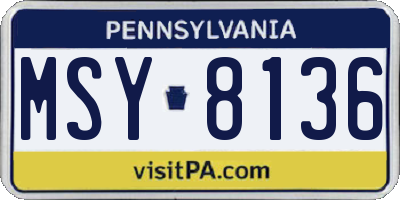 PA license plate MSY8136