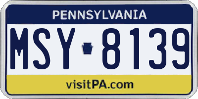 PA license plate MSY8139