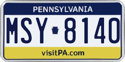 PA license plate MSY8140