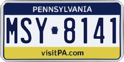 PA license plate MSY8141