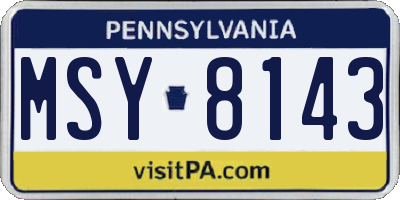 PA license plate MSY8143