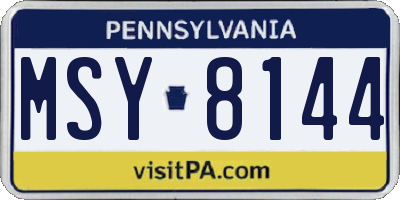 PA license plate MSY8144