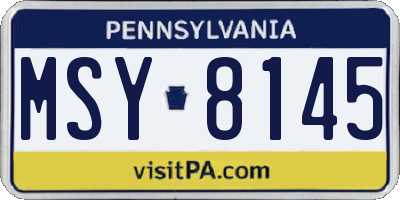 PA license plate MSY8145