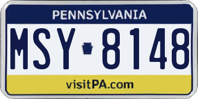 PA license plate MSY8148