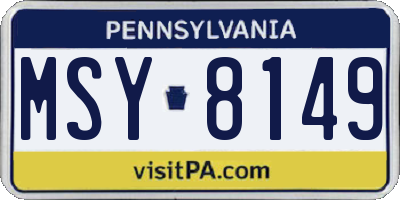 PA license plate MSY8149