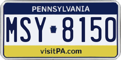 PA license plate MSY8150