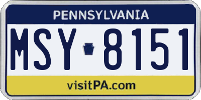 PA license plate MSY8151