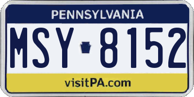 PA license plate MSY8152
