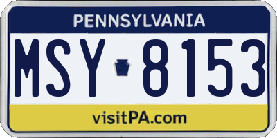PA license plate MSY8153