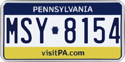 PA license plate MSY8154