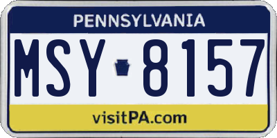 PA license plate MSY8157