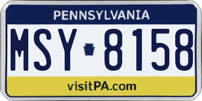 PA license plate MSY8158