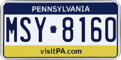 PA license plate MSY8160