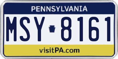 PA license plate MSY8161
