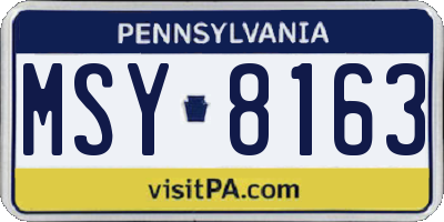 PA license plate MSY8163