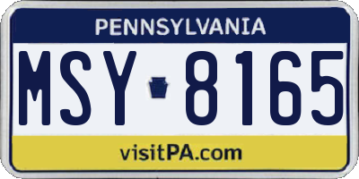 PA license plate MSY8165