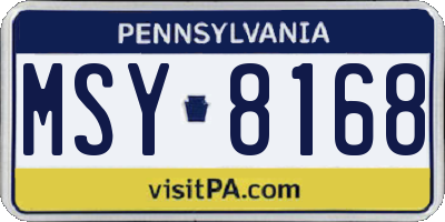 PA license plate MSY8168