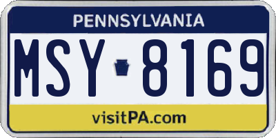 PA license plate MSY8169