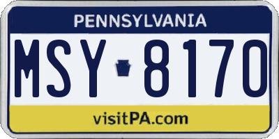 PA license plate MSY8170