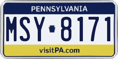 PA license plate MSY8171