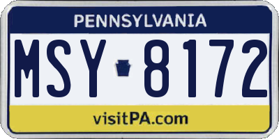 PA license plate MSY8172