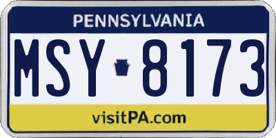 PA license plate MSY8173