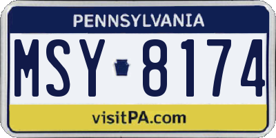 PA license plate MSY8174