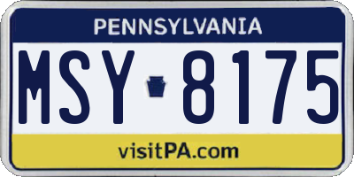 PA license plate MSY8175