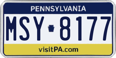 PA license plate MSY8177