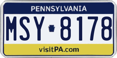 PA license plate MSY8178