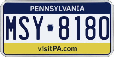 PA license plate MSY8180
