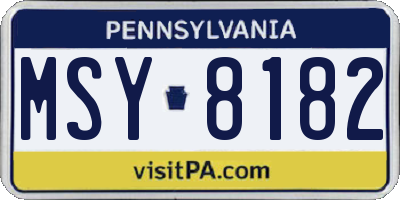 PA license plate MSY8182