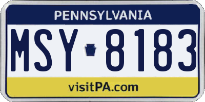 PA license plate MSY8183