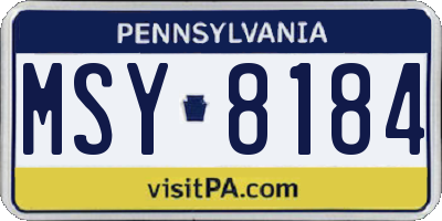 PA license plate MSY8184