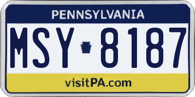 PA license plate MSY8187
