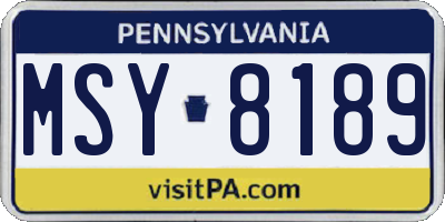 PA license plate MSY8189