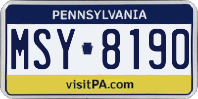 PA license plate MSY8190