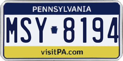 PA license plate MSY8194