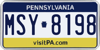 PA license plate MSY8198