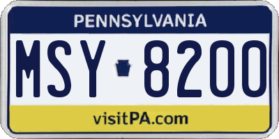 PA license plate MSY8200