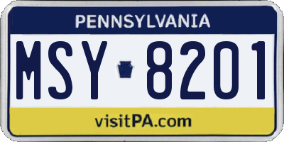PA license plate MSY8201
