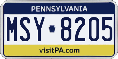 PA license plate MSY8205