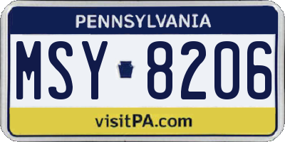 PA license plate MSY8206