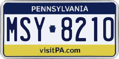 PA license plate MSY8210