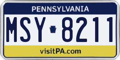 PA license plate MSY8211