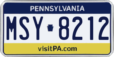 PA license plate MSY8212