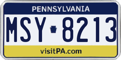 PA license plate MSY8213