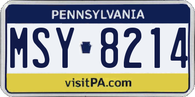 PA license plate MSY8214