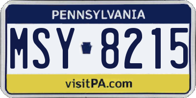 PA license plate MSY8215