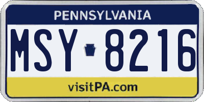 PA license plate MSY8216